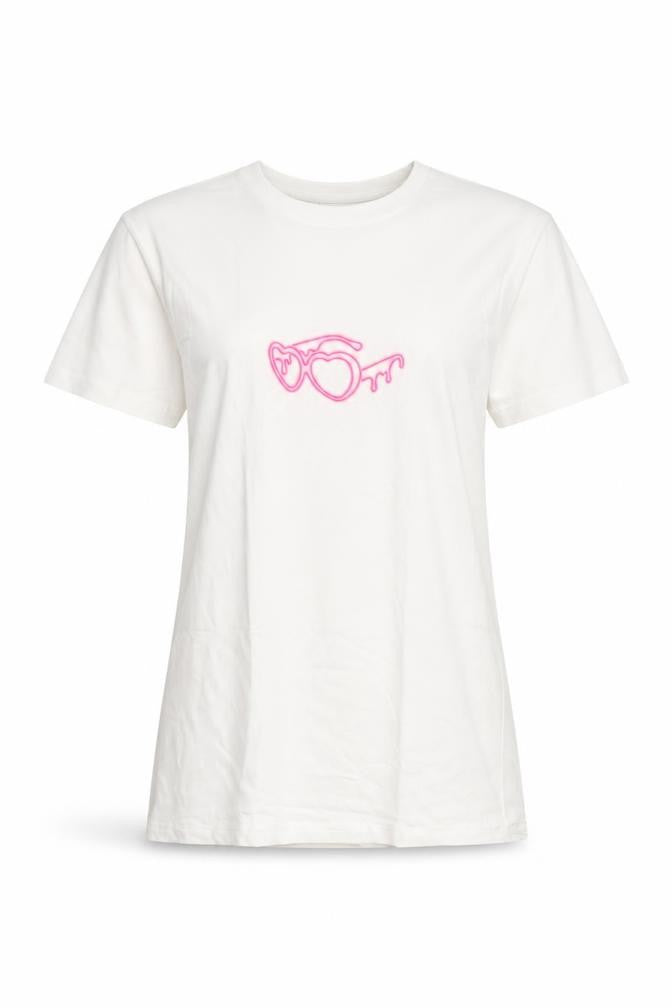 Love Island Womens White Cotton T-Shirt Size S Casual Summer Top