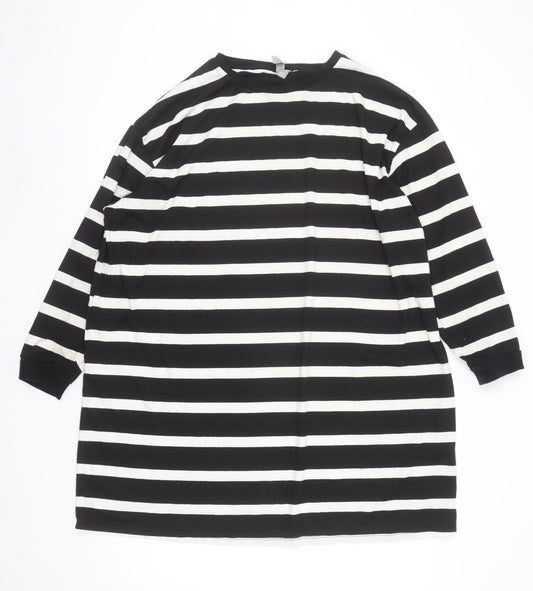 ASOS Women’s Black White Striped Long Sleeve Jersey T-Shirt UK 12