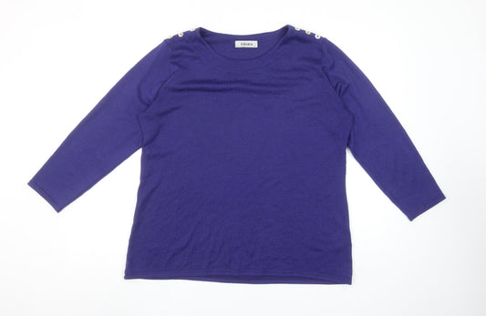Alexara Women's Purple Button Shoulder 3/4 Sleeve Jumper Size 16