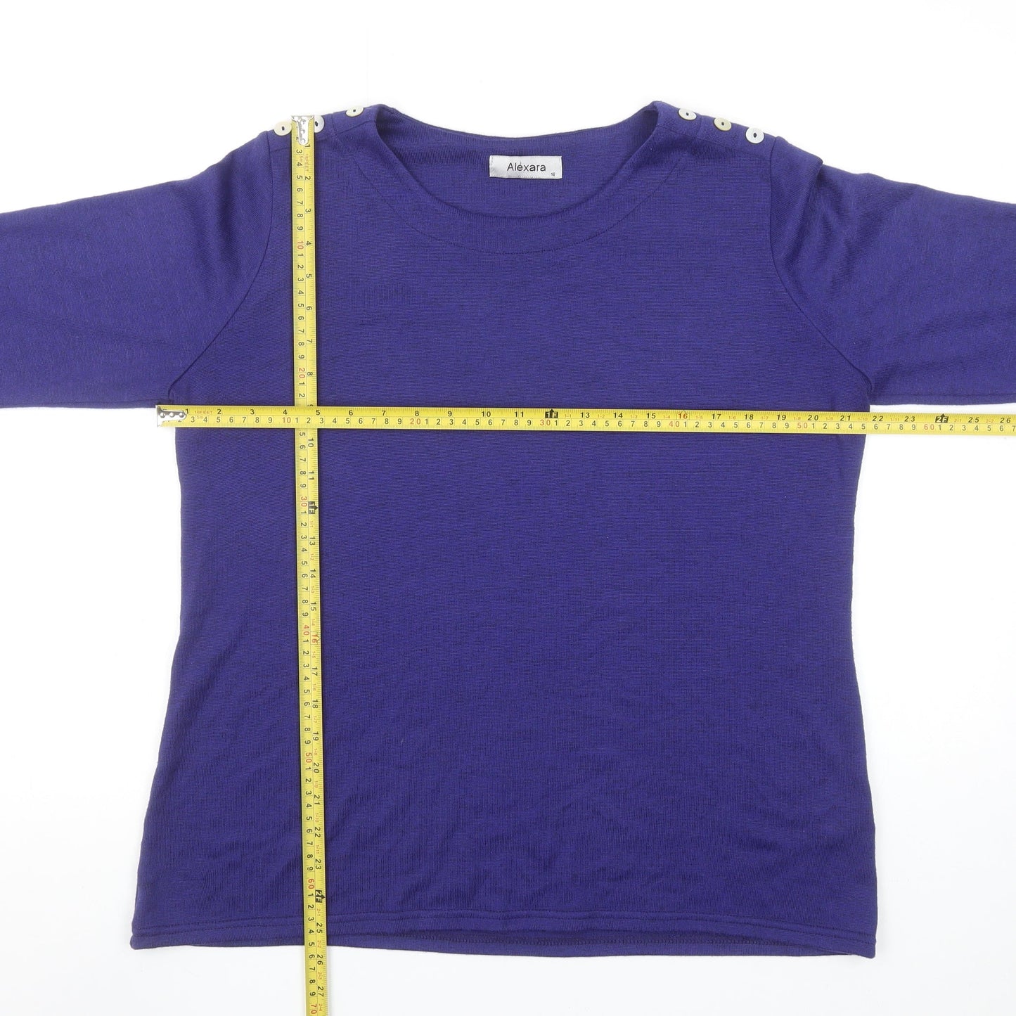 Alexara Women's Purple Button Shoulder 3/4 Sleeve Jumper Size 16
