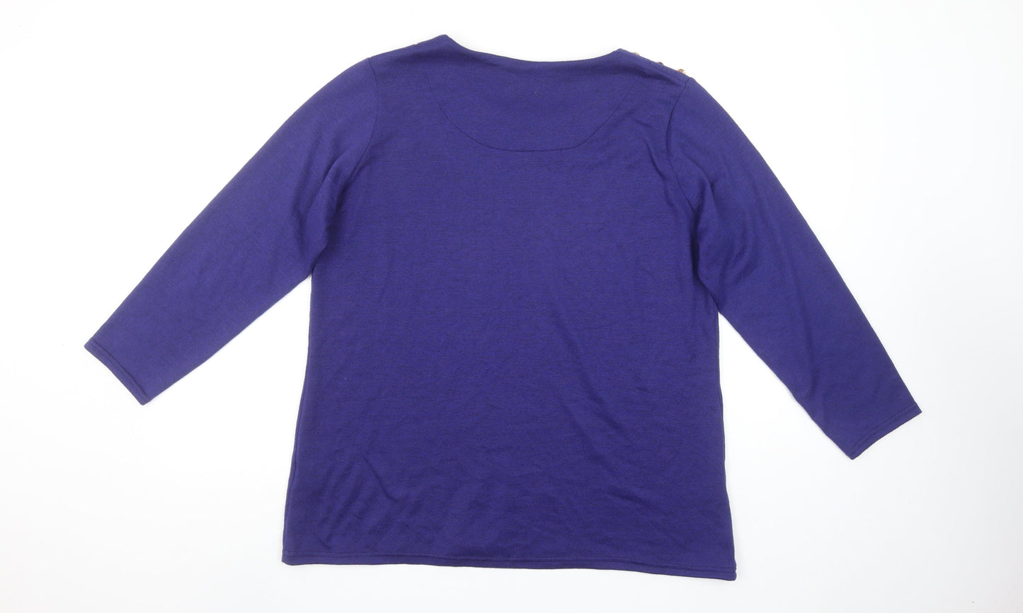 Alexara Women's Purple Button Shoulder 3/4 Sleeve Jumper Size 16