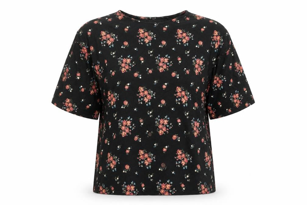 Uniqlo Women’s Black Floral Cotton Short Sleeve T-Shirt S