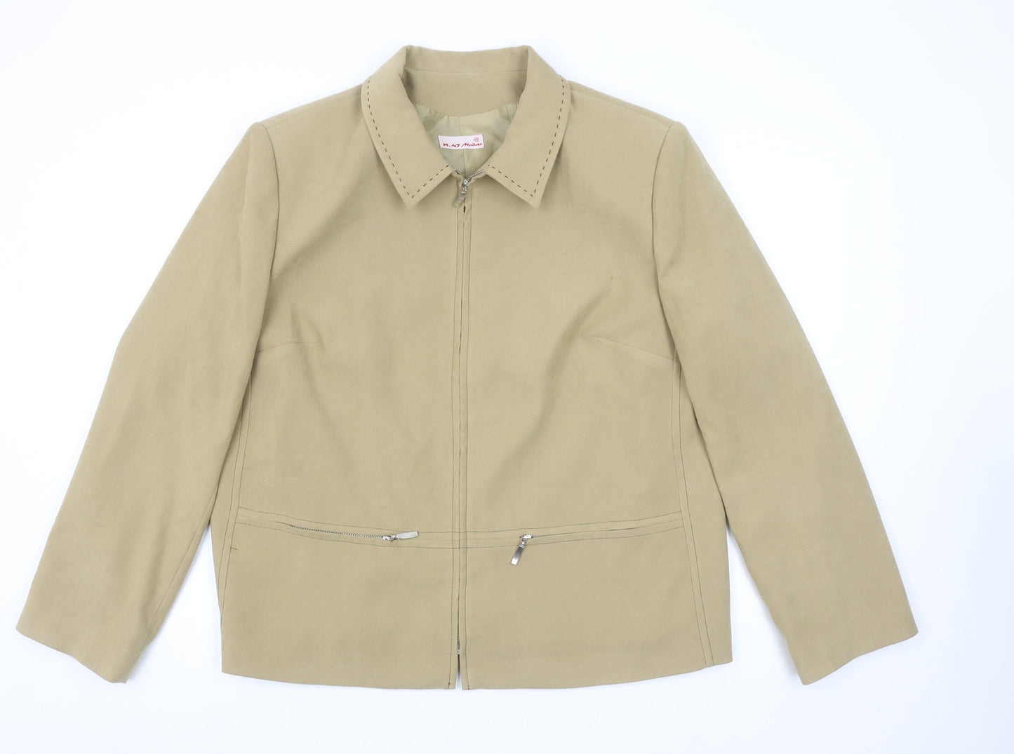 M-47 Modas Women Beige L Basic Zip-Up Jacket