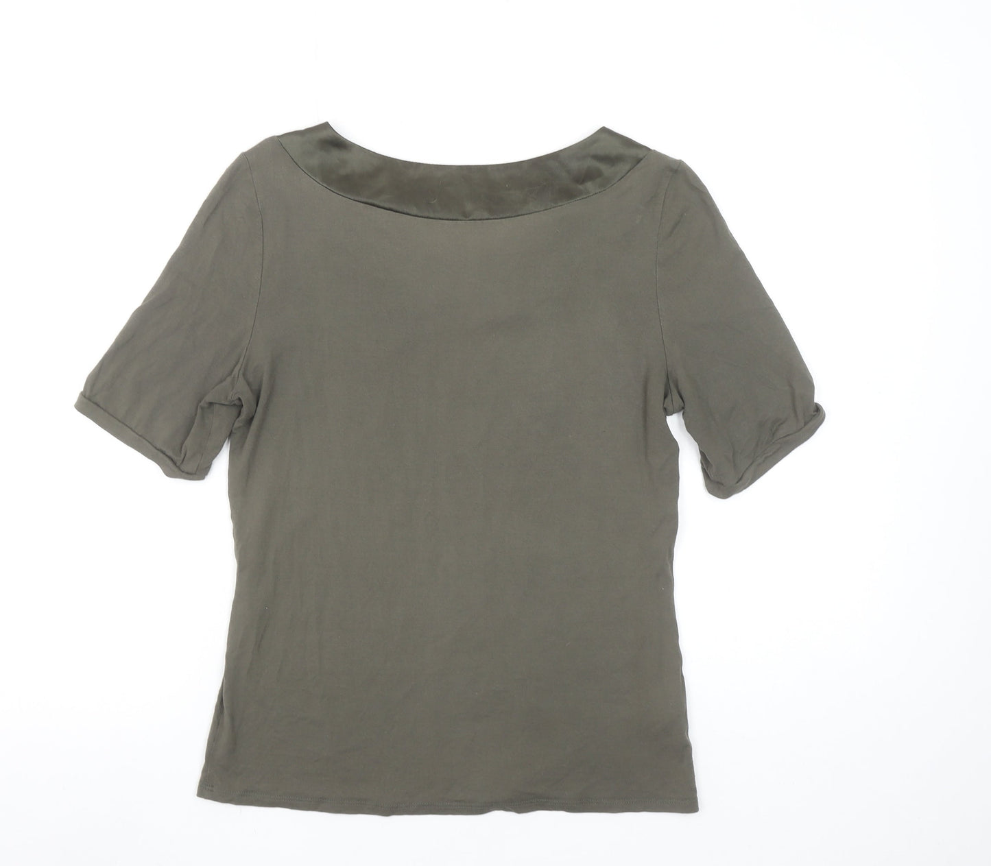 Viyella Womens Green Beaded Boat Neck Viscose T-Shirt Size S
