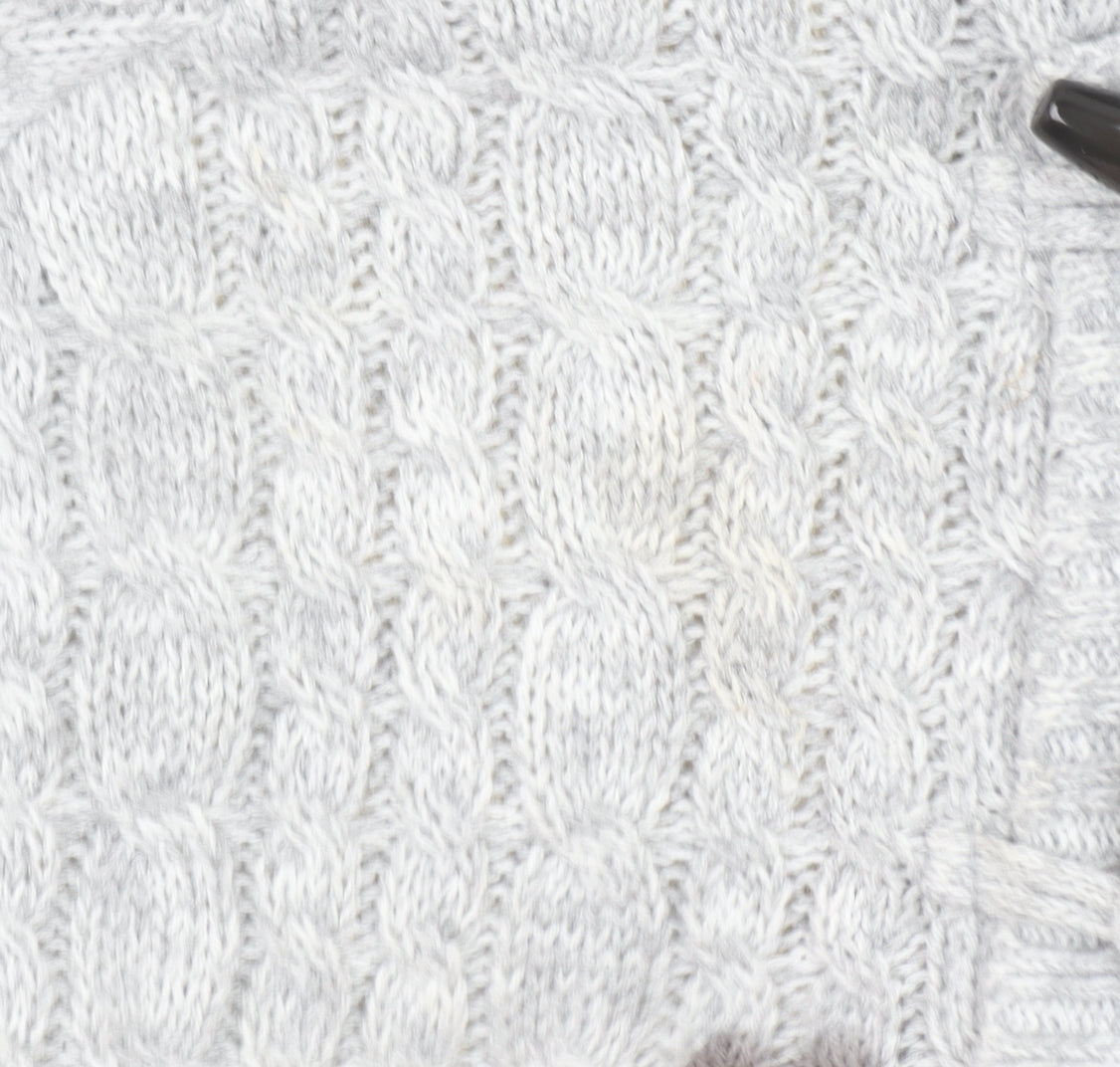 SoulCal & Co Boys Grey Hooded Cable-Knit Cardigan 9-10 Years Toggle Zip Warm