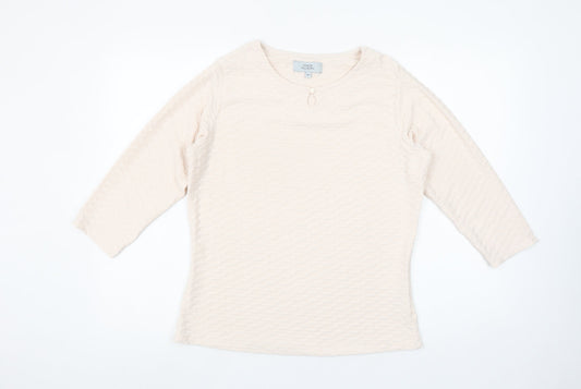 Honor Millburn Women’s Ivory 3/4 Sleeve Stretch Blouse Size 12