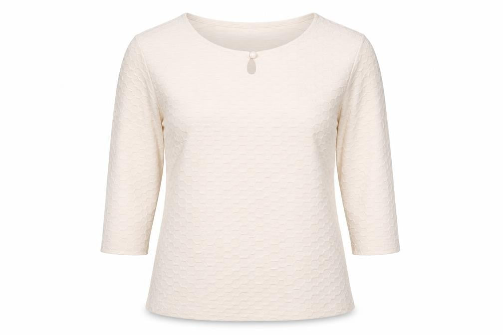 Honor Millburn Women’s Ivory 3/4 Sleeve Stretch Blouse Size 12