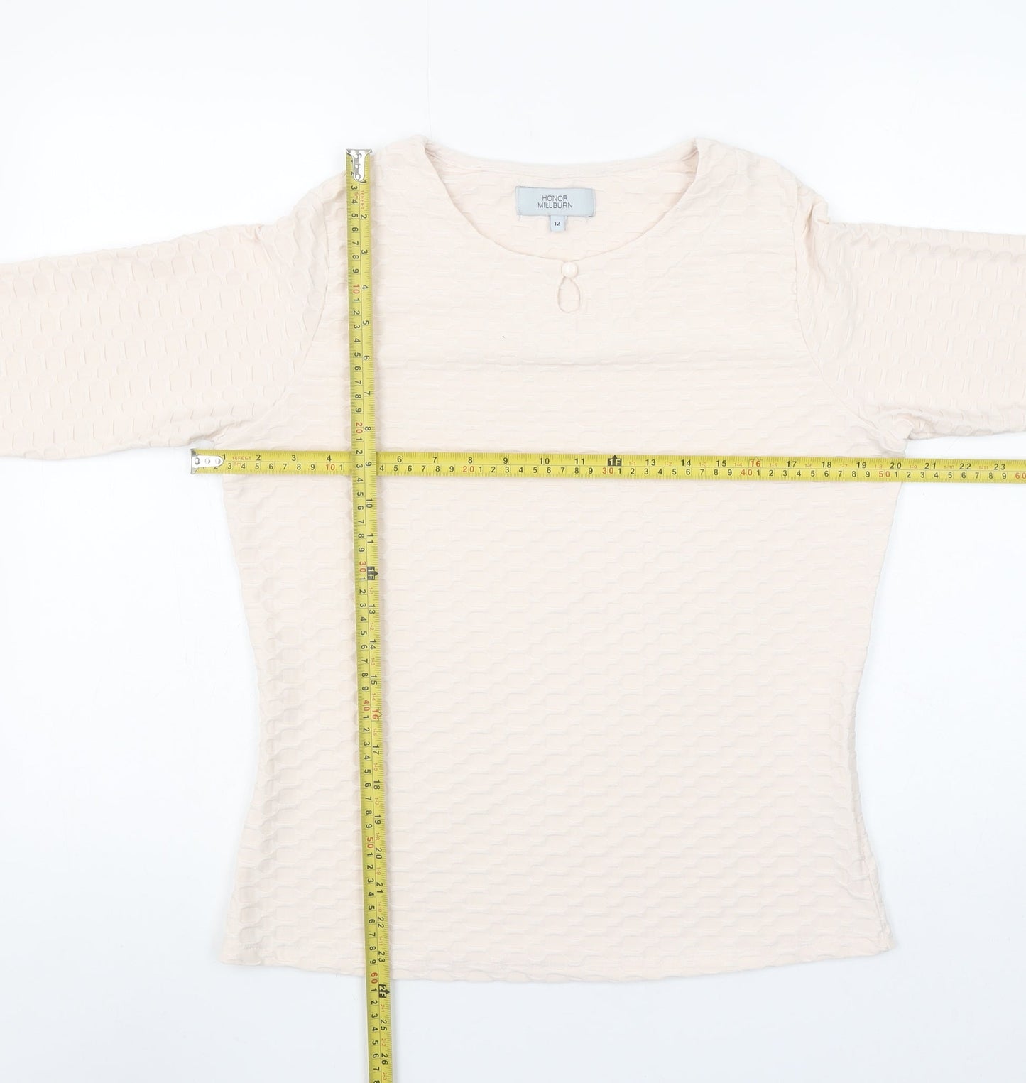 Honor Millburn Women’s Ivory 3/4 Sleeve Stretch Blouse Size 12