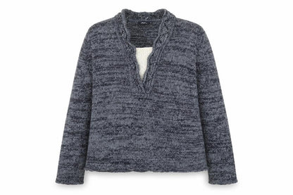 Dash Women's Blue Chunky Knit V-Neck Jumper Size 16