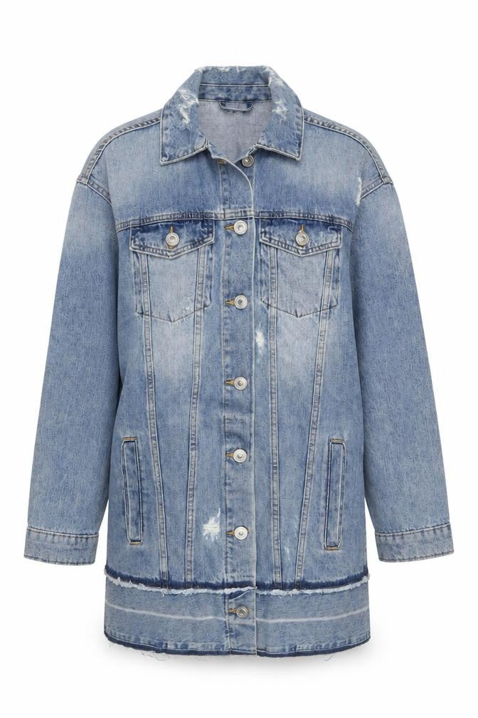 River Island Womens Blue Denim Distressed Jacket Size S