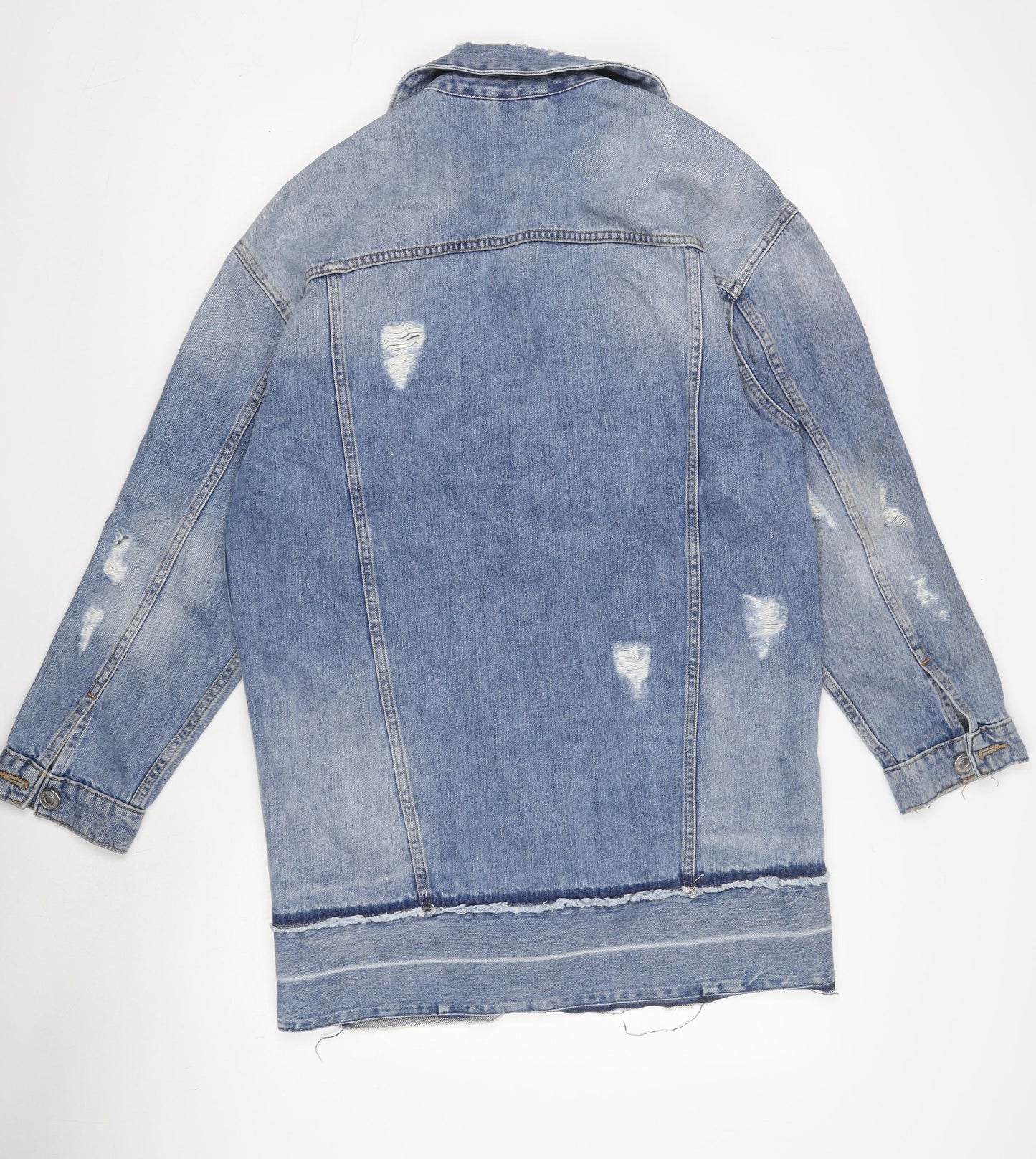 River Island Womens Blue Denim Distressed Jacket Size S
