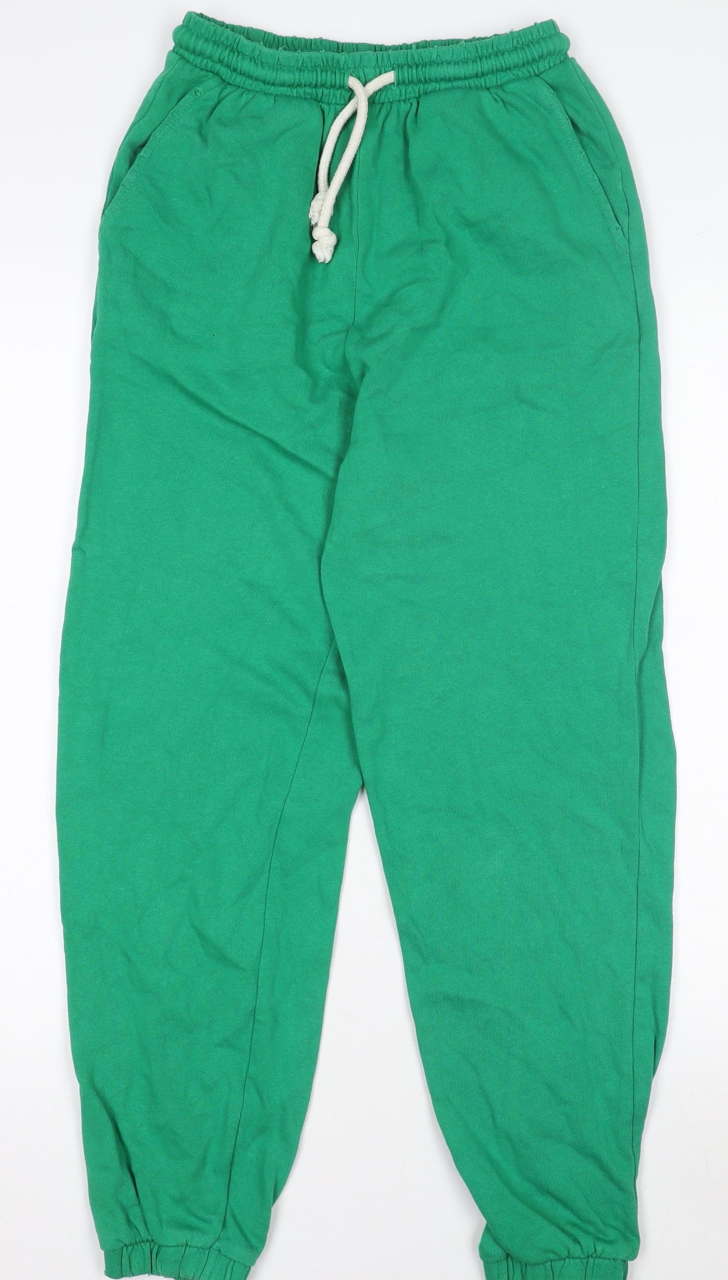 Zara Women Green Cotton Relaxed Sweatpants Size 8