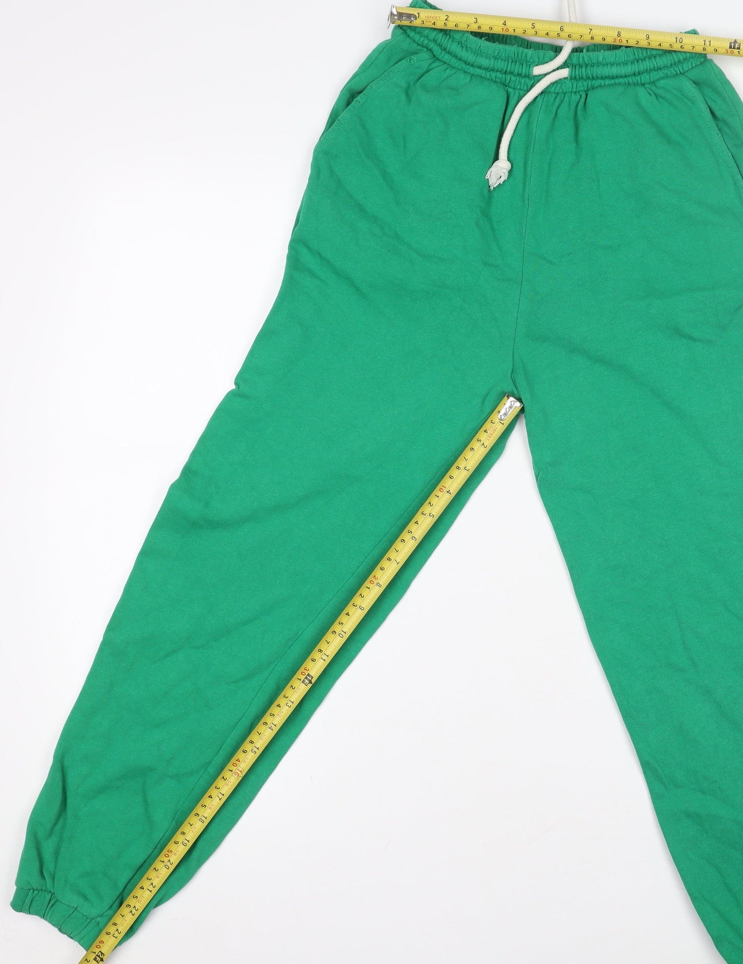Zara Women Green Cotton Relaxed Sweatpants Size 8
