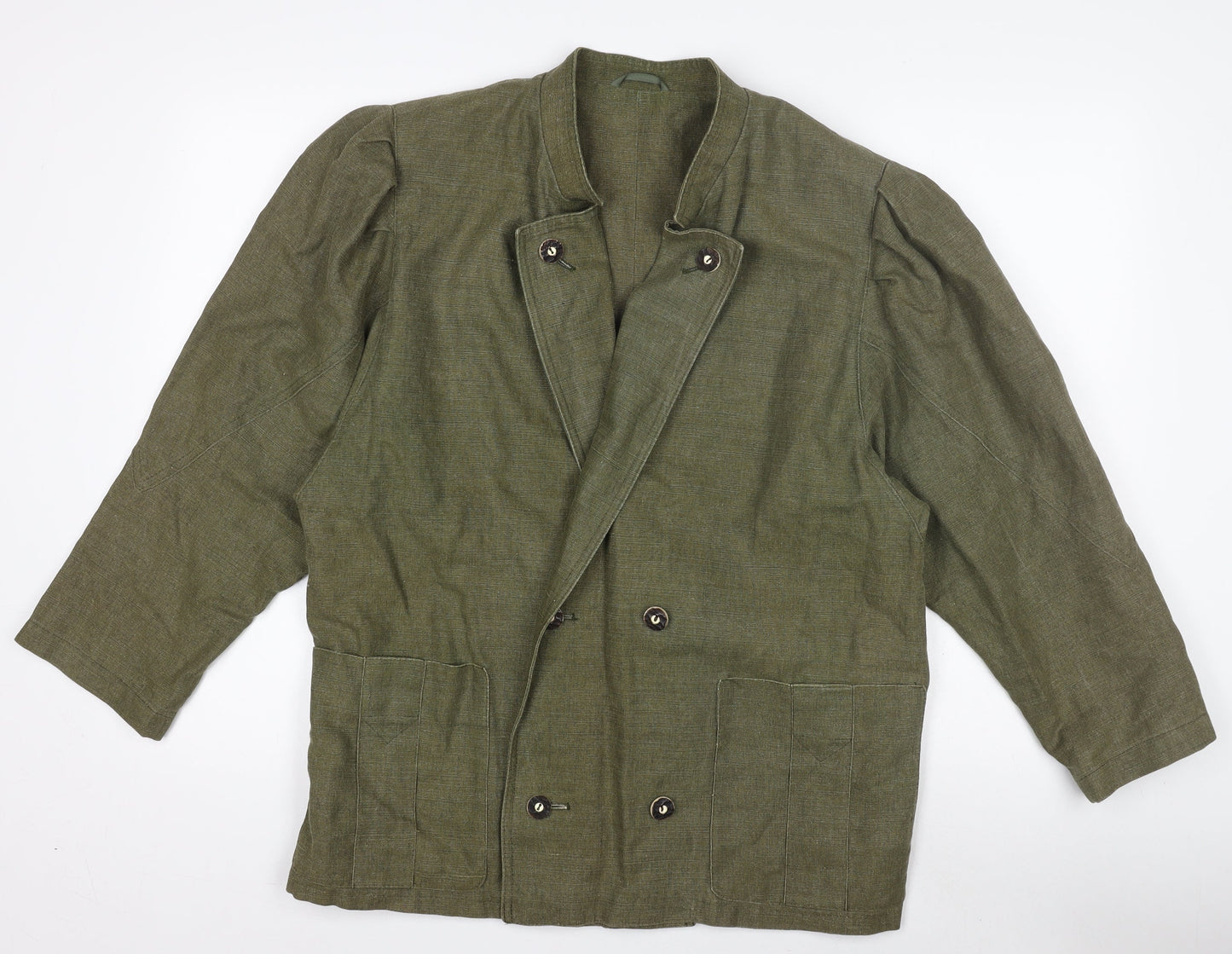 Qualitätsarbeit Women’s Green Military Jacket Size 10 Cotton Linen Belted