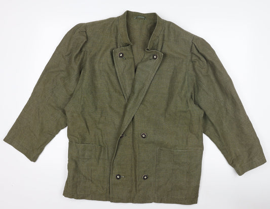 Qualitätsarbeit Women’s Green Military Jacket Size 10 Cotton Linen Belted
