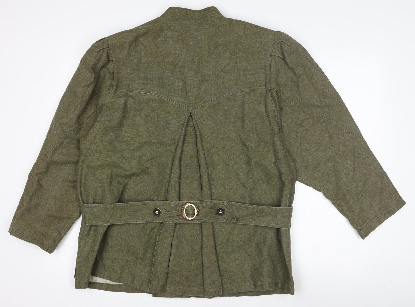 Qualitätsarbeit Women’s Green Military Jacket Size 10 Cotton Linen Belted