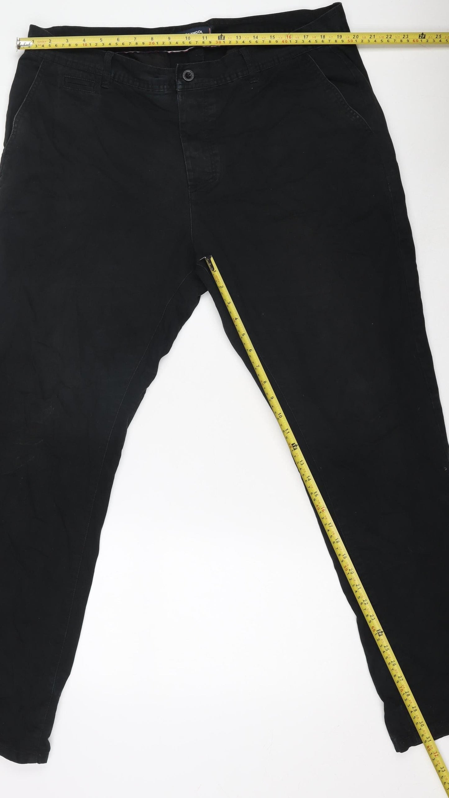Kangol Men's Black 2XL Chino Trousers Regular Fit Cotton Blend