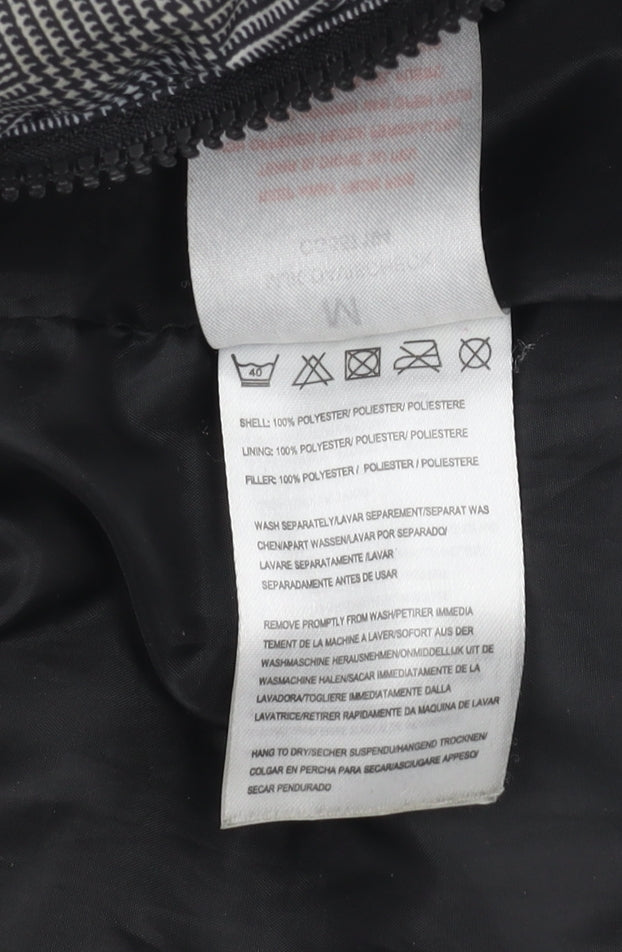 Brave Soul Men's Grey Check Puffer Jacket M Winter Polyester Zip Up