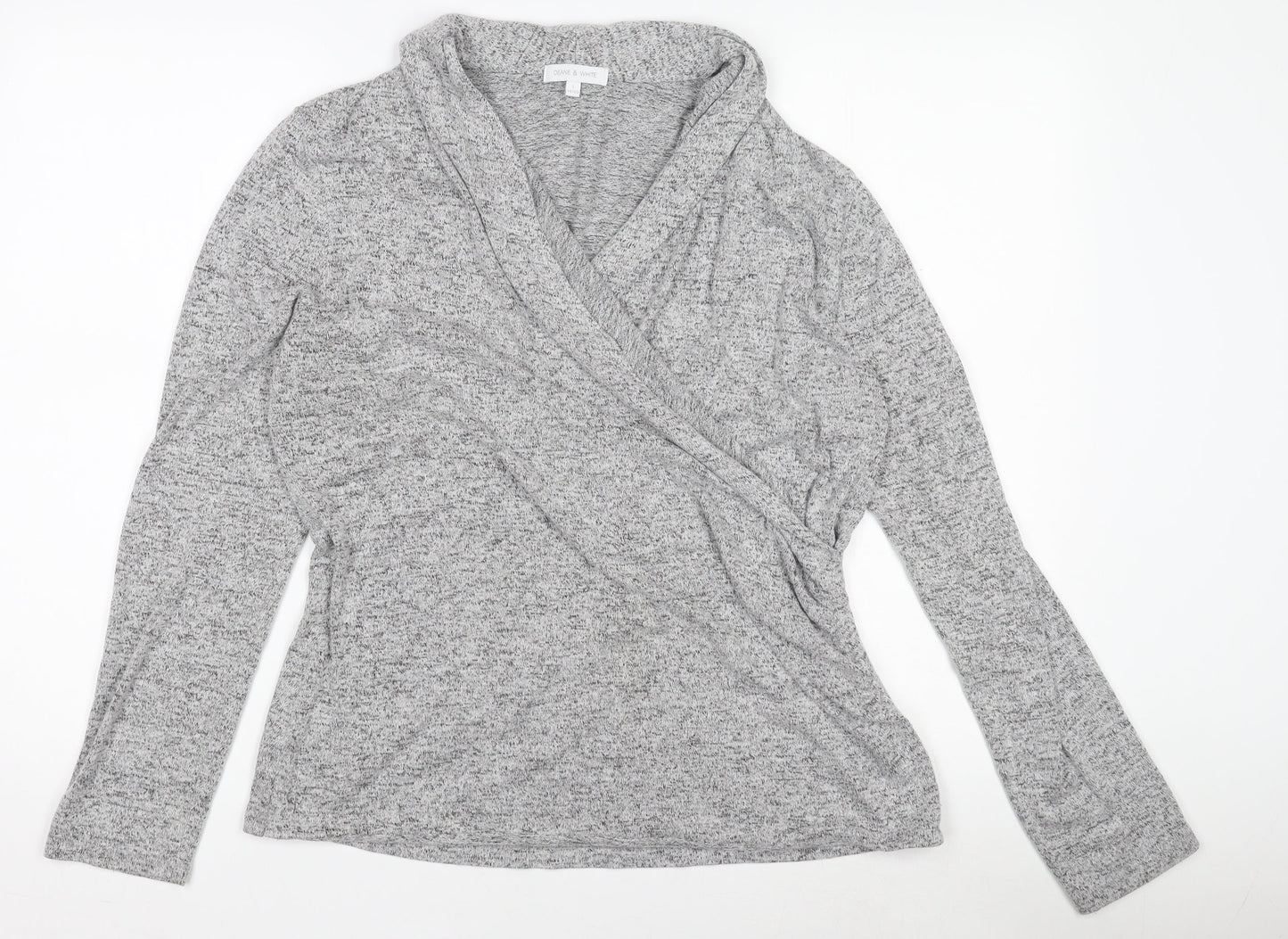 Deane & White Women’s Grey Wrap Long Sleeve Rayon Blend Top Size L