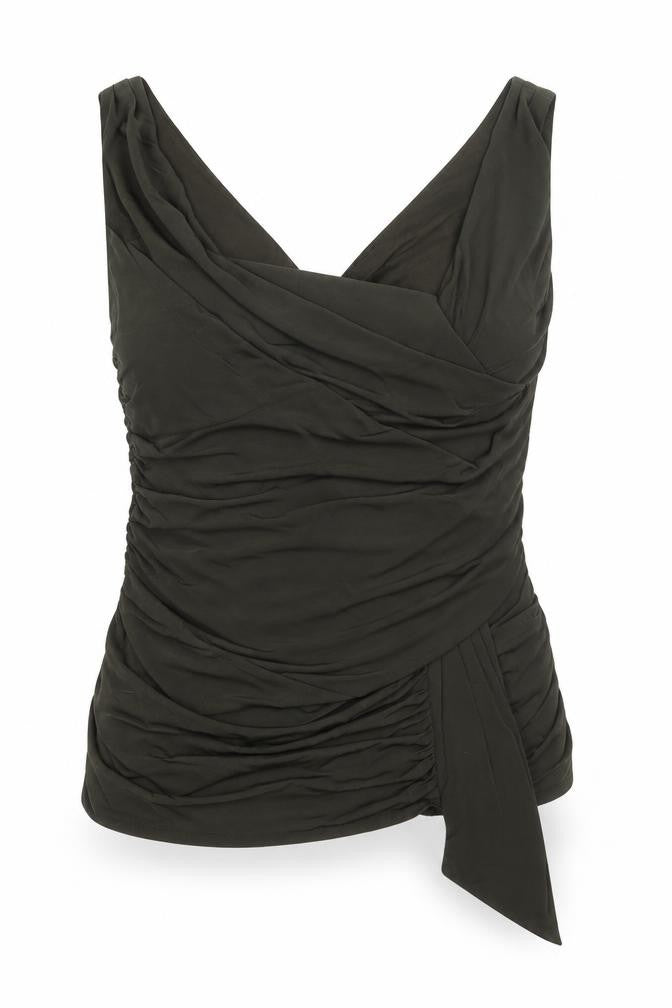 Coast Women's Green Wrap Jersey Sleeveless Blouse Size 12