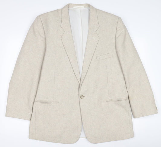 Littlewoods Stores Men's Beige Wool Blend Classic 42 Regular Blazer Jacket
