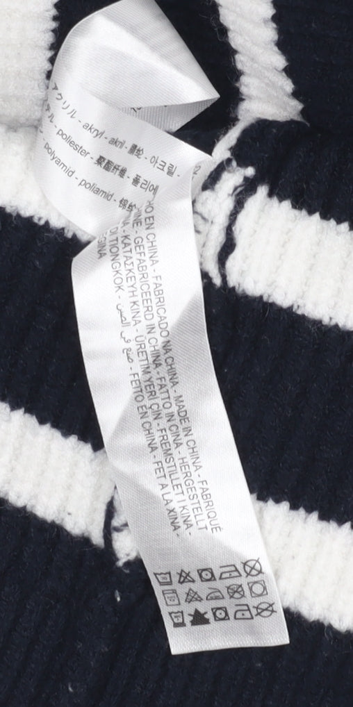Zara Women Black & White Striped Hooded Knit Jumper Size S