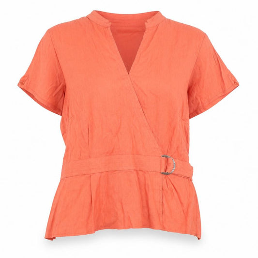 Marks and Spencer Autograph Women’s Orange Linen Blend Wrap Blouse Size 12