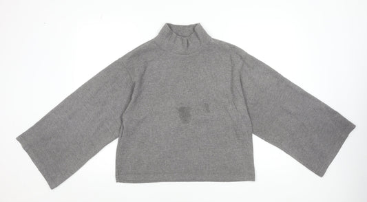 ASOS Design Women’s Grey Cropped Mock Neck Long Sleeve Top Size S