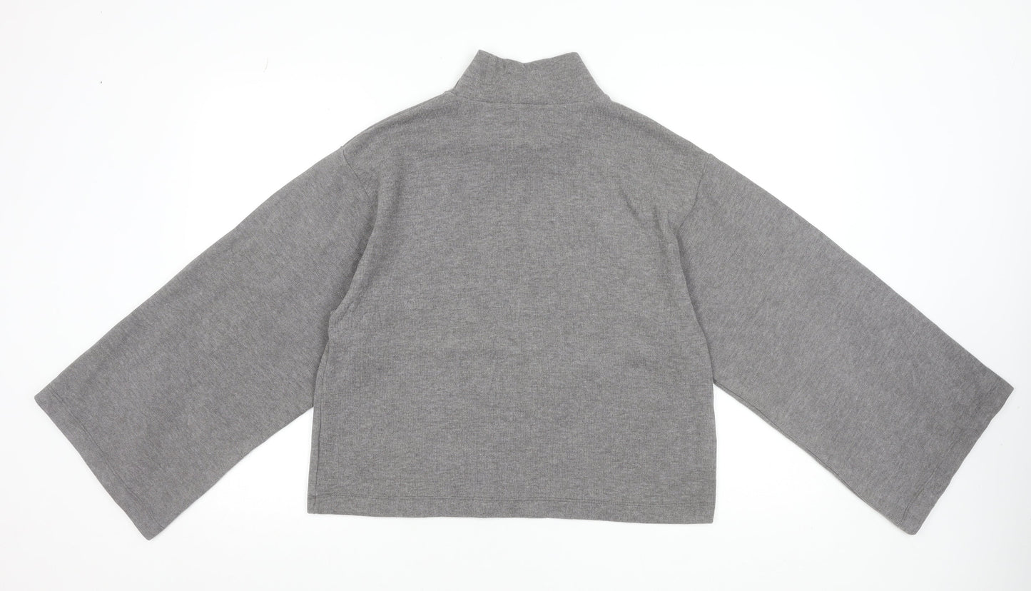 ASOS Design Women’s Grey Cropped Mock Neck Long Sleeve Top Size S