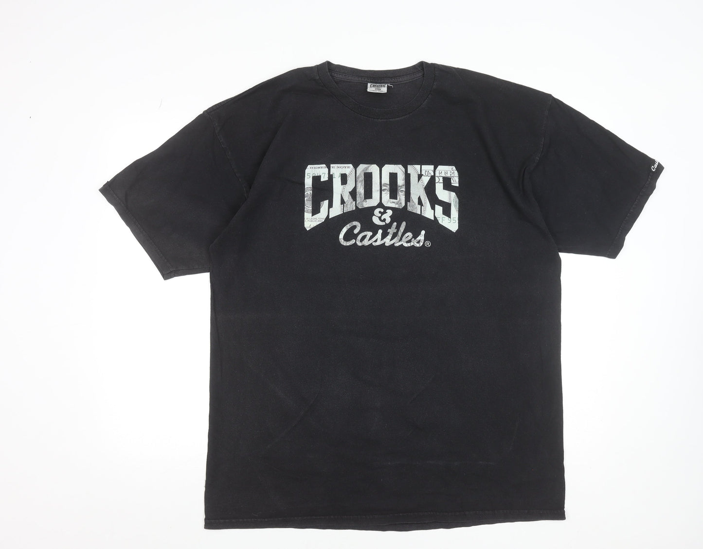 Crooks & Castles Men's Black XL Graphic Crew Neck Cotton T-Shirt