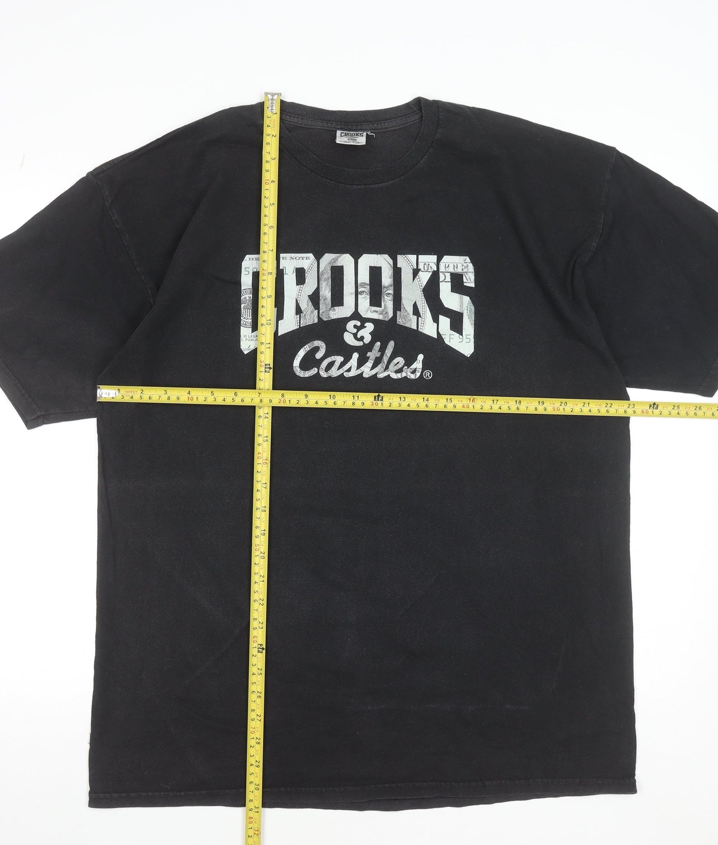 Crooks & Castles Men's Black XL Graphic Crew Neck Cotton T-Shirt