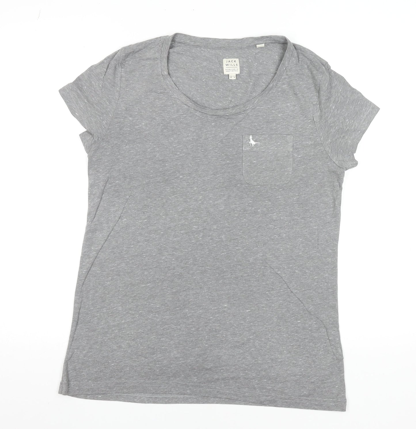 Jack Wills Womens Grey Basic Short Sleeve T-Shirt UK 12