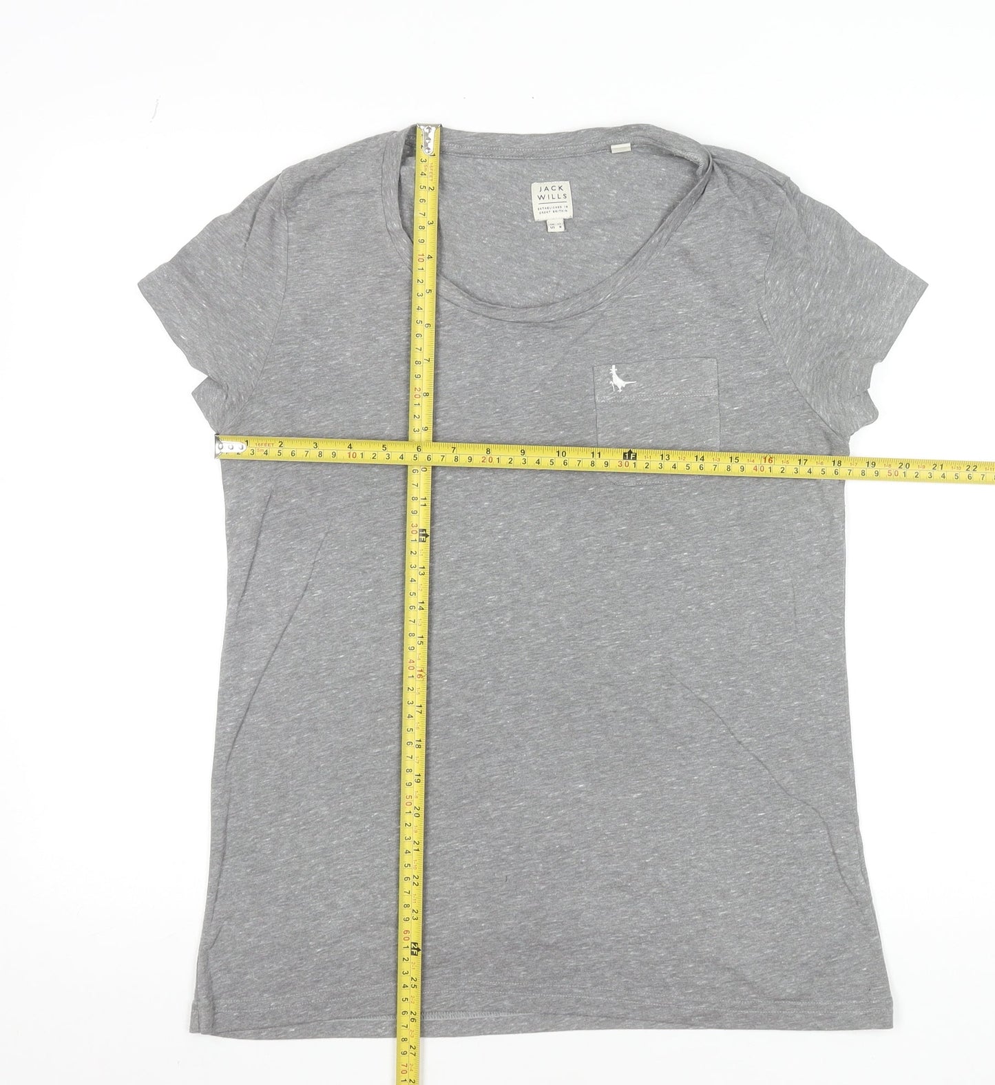 Jack Wills Womens Grey Basic Short Sleeve T-Shirt UK 12