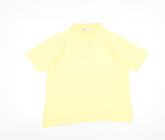 EWM Pure Classics Women's Yellow 100% Cotton Short Sleeve Polo Shirt M 14-16