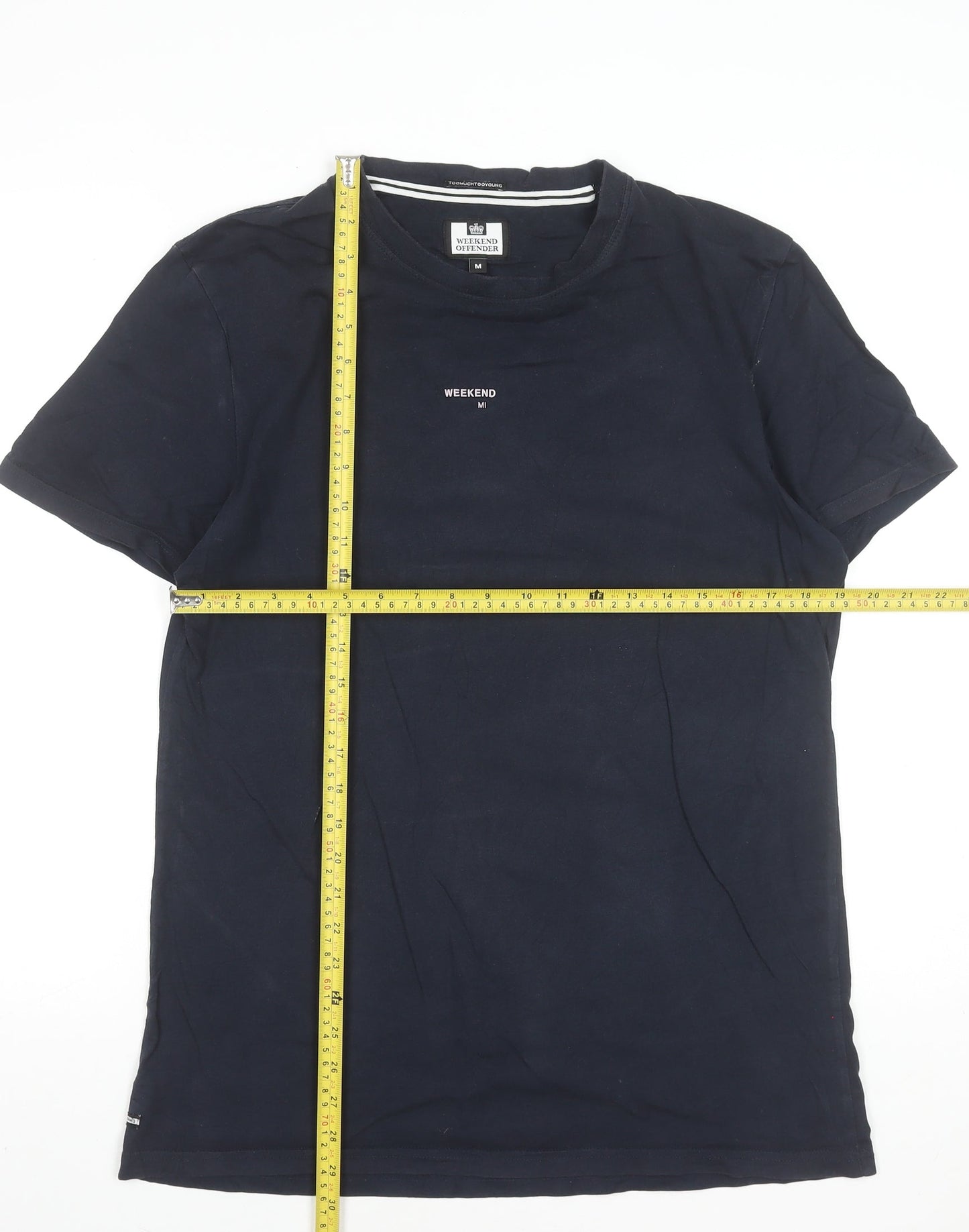 Weekend Offender Men's Navy Blue Cotton Crew Neck T-Shirt M