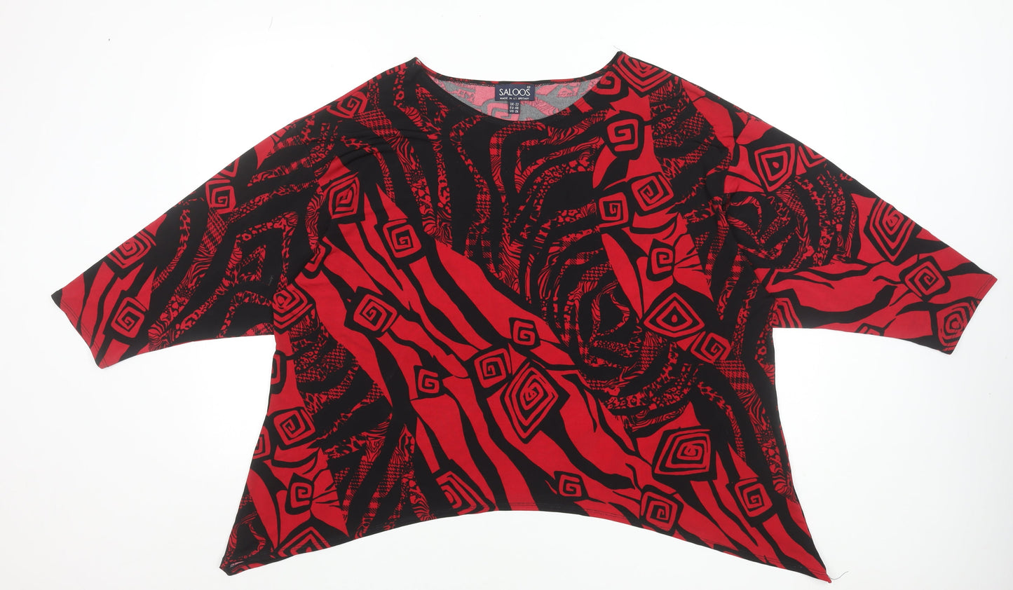 Saloos Women's Red Black Geometric Tunic Blouse Size 22
