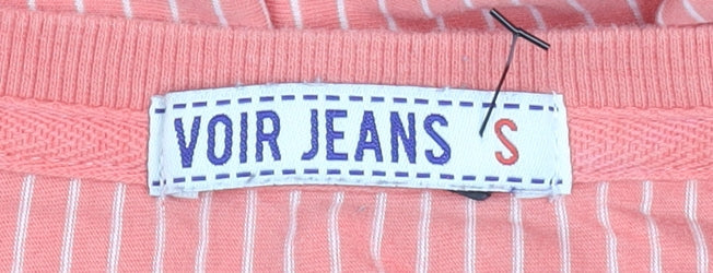Voir Jeans Women's Pink Striped Sequin T-Shirt Size S