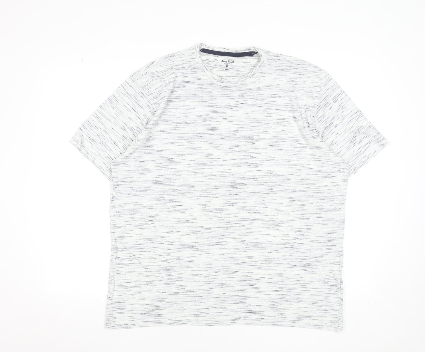 James Pringle Men's White Large Crew Neck Cotton T-Shirt