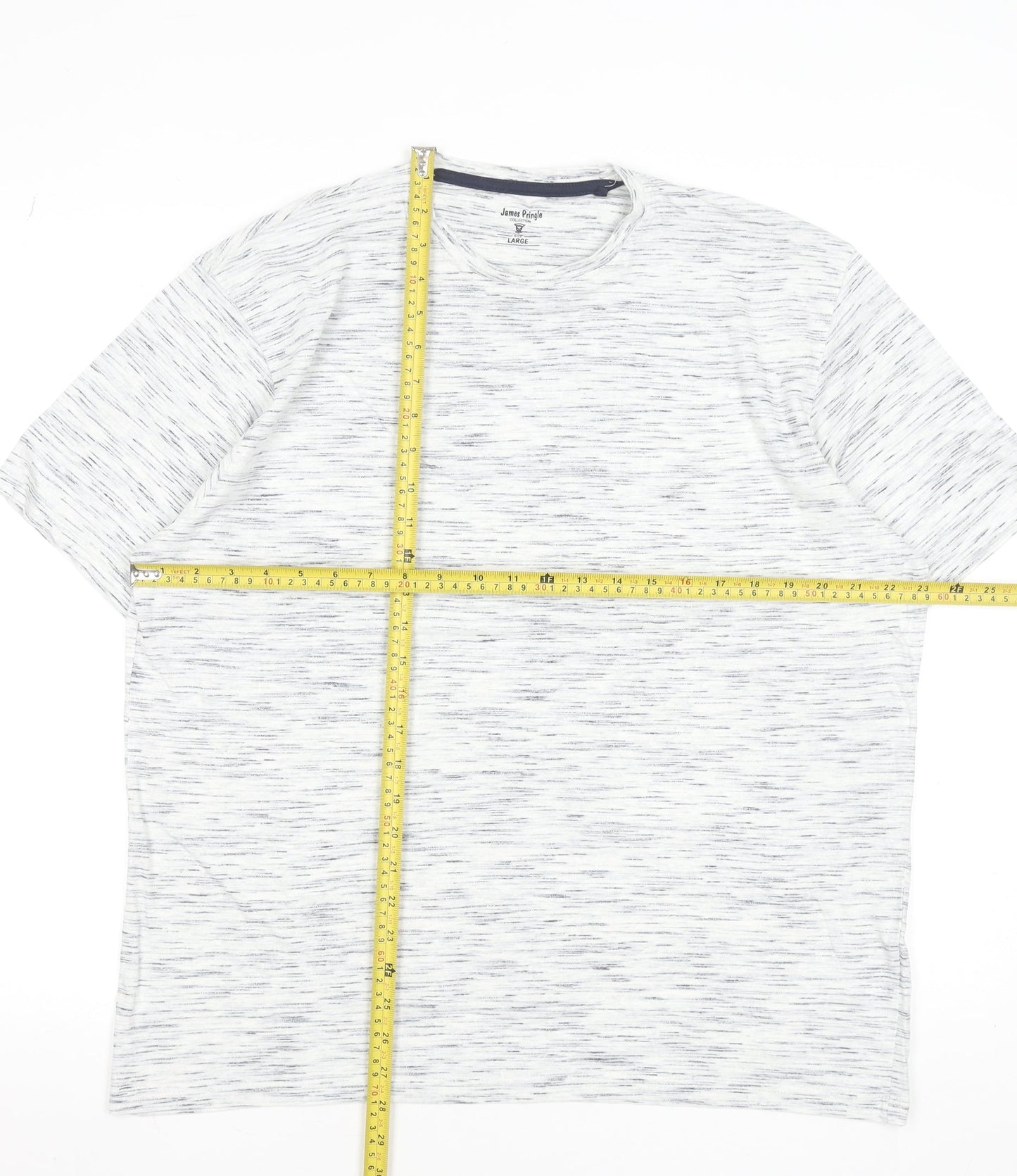 James Pringle Men's White Large Crew Neck Cotton T-Shirt