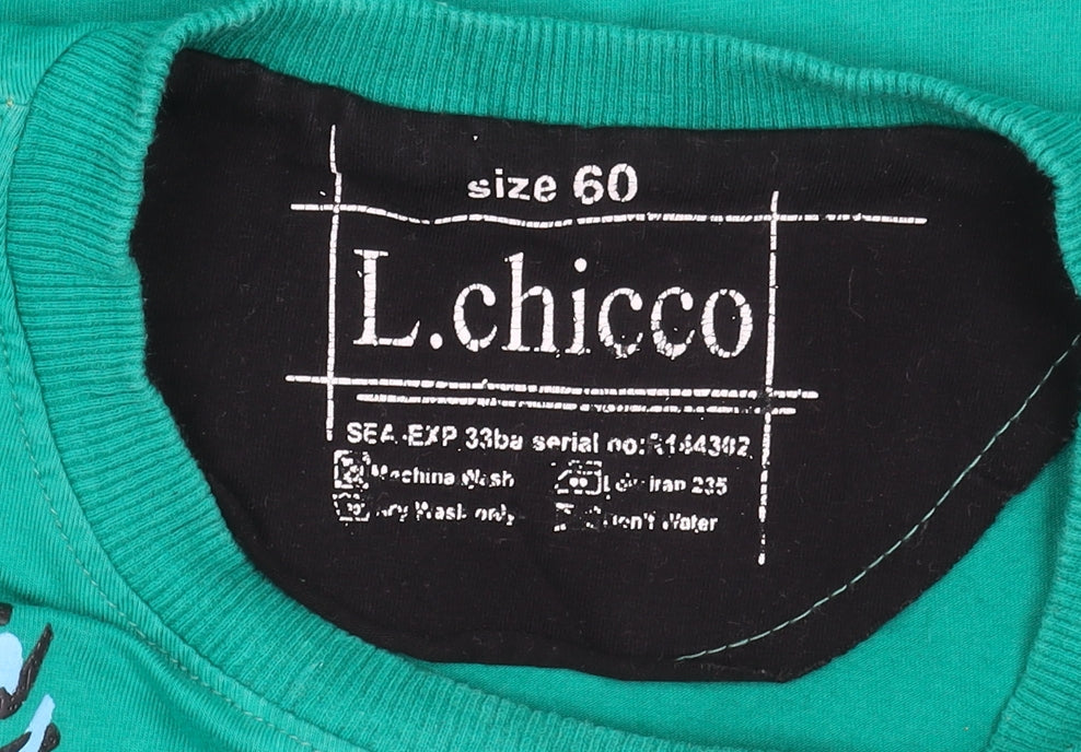 L.chicco Boys Green Hip Hop Graphic Print Cotton T-Shirt 12 Years