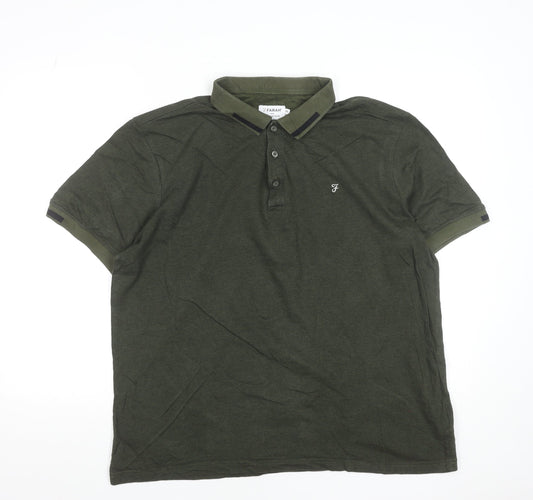 Farah Men's Green 2XL Cotton Modern Fit Polo Shirt
