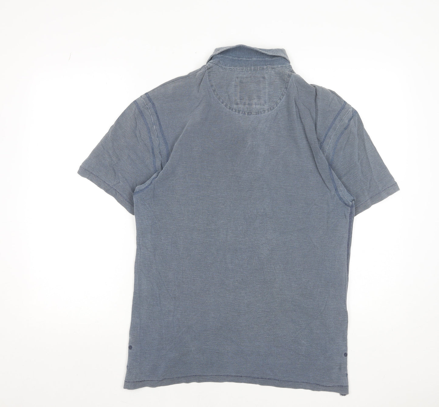 Marks and Spencer Men's Blue Cotton Polo Shirt Size S