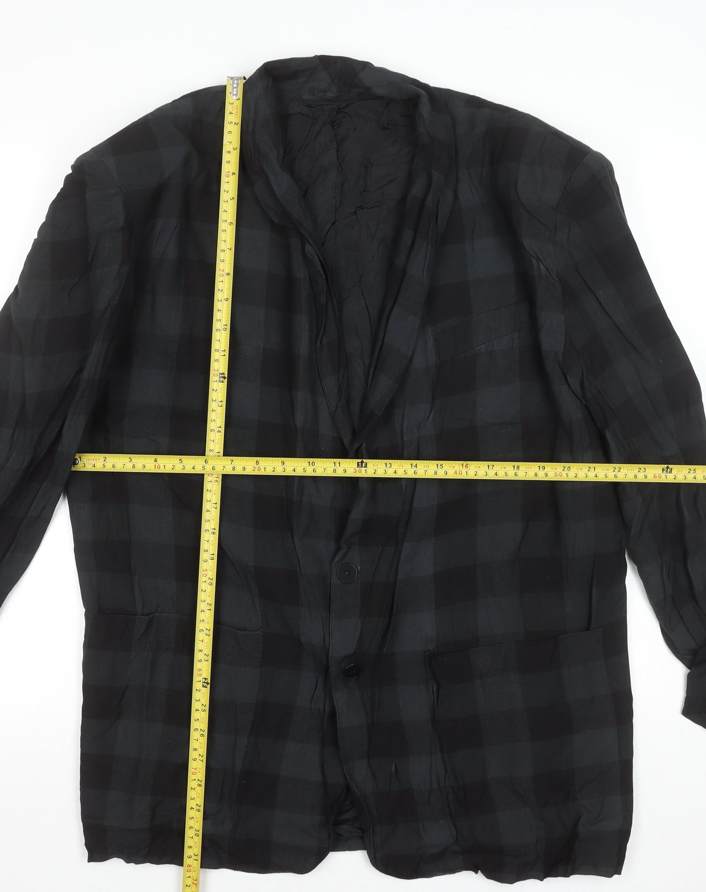 French Connection Men’s Grey Check Blazer L Regular Fit Cotton Jacket