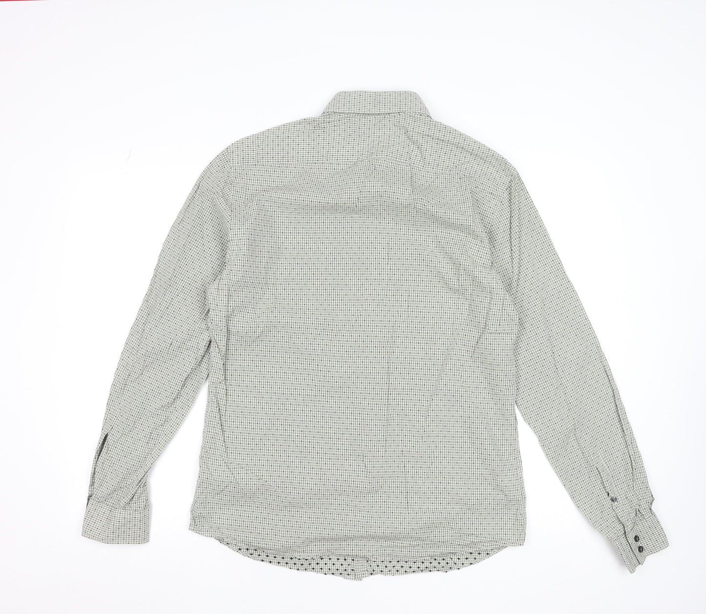 Marks and Spencer Men's Green Check Cotton Dress Shirt Medium