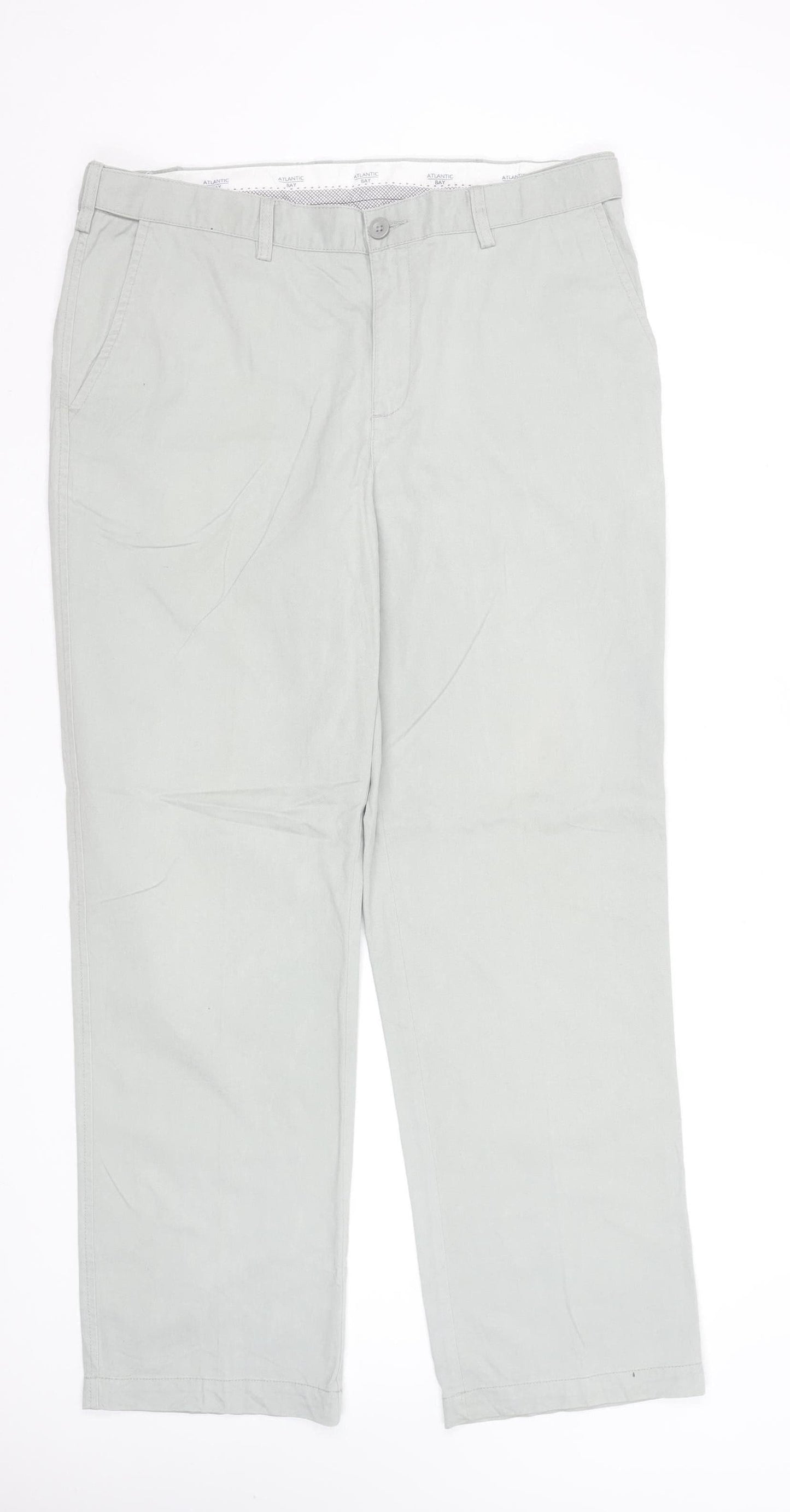 BHS Men’s Grey Chino Trousers 36W 31L Cotton Regular Fit