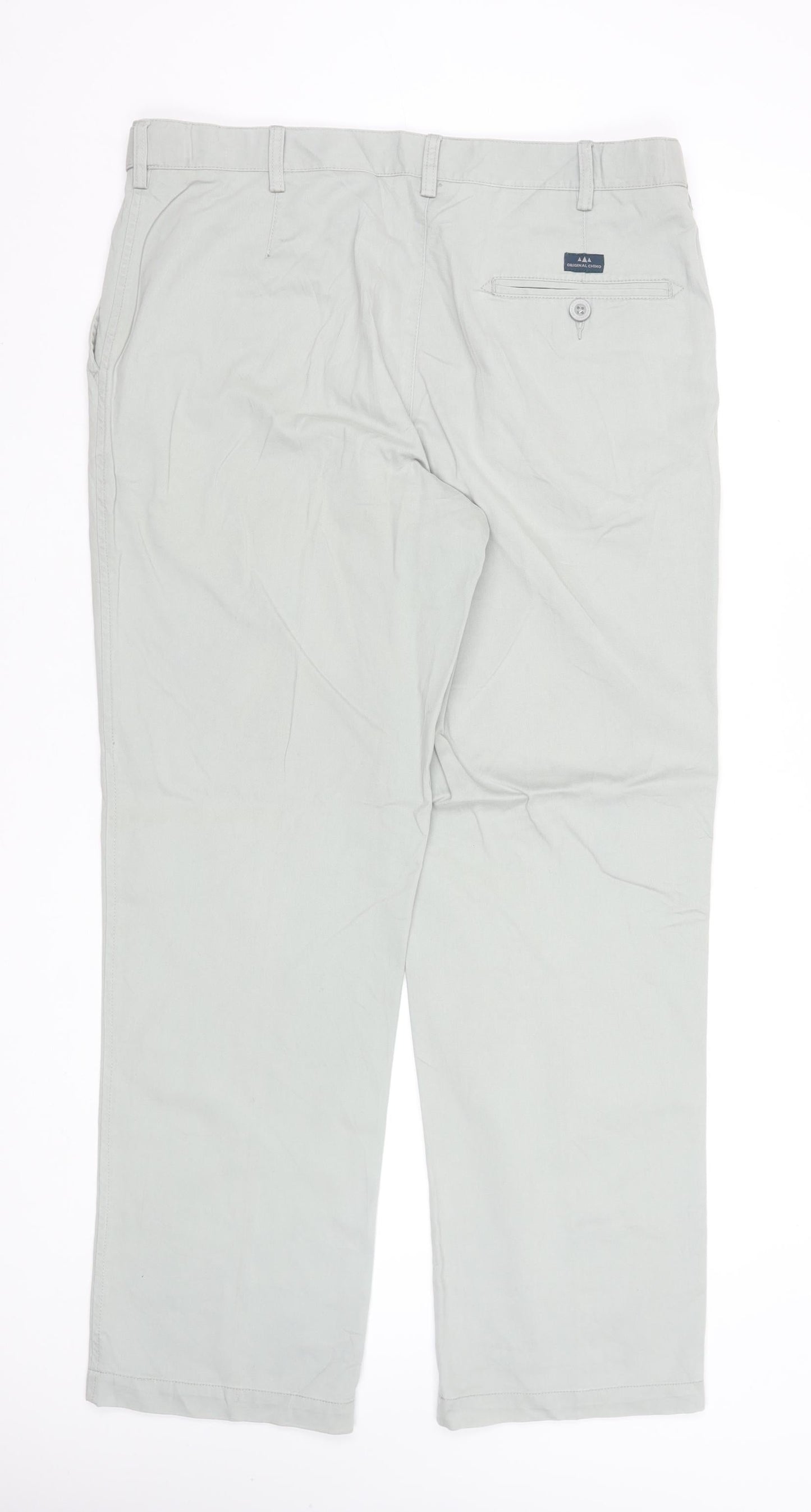 BHS Men’s Grey Chino Trousers 36W 31L Cotton Regular Fit