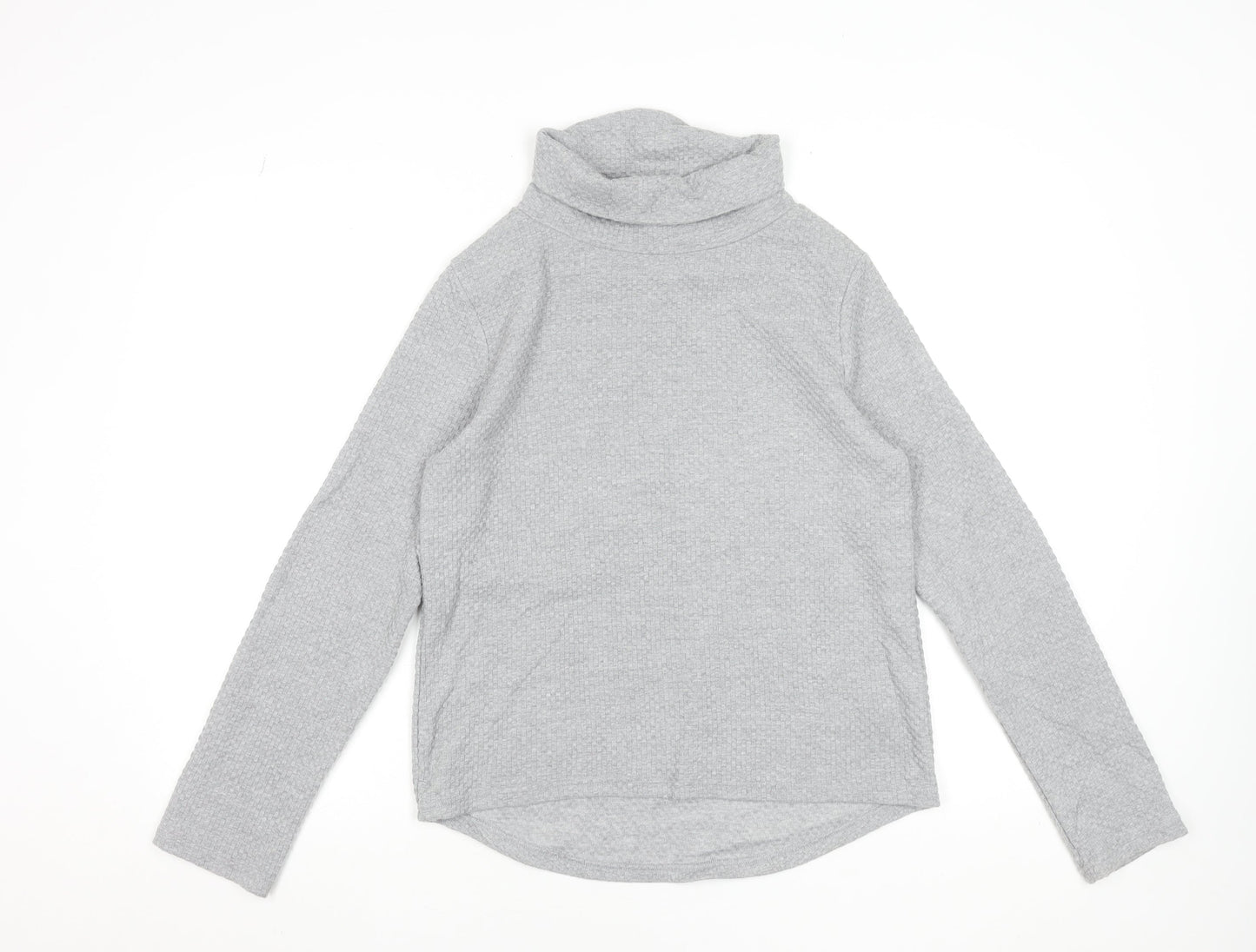 Souluxe Women’s Grey Roll Neck Long Sleeve Basic Top Size S