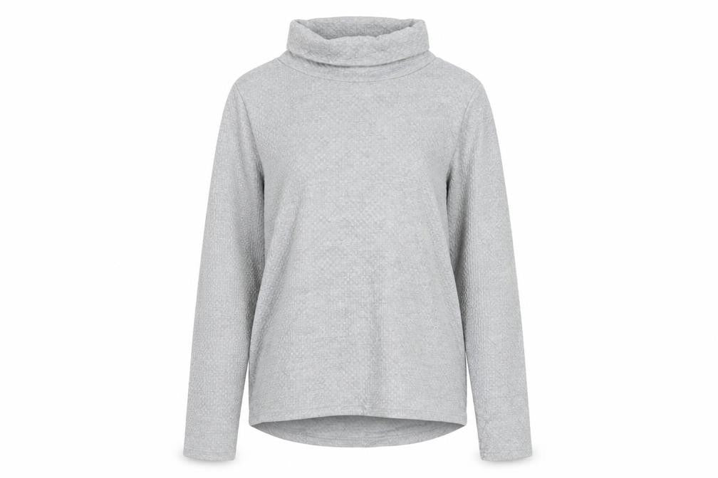 Souluxe Women’s Grey Roll Neck Long Sleeve Basic Top Size S