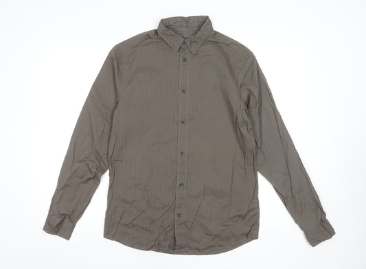 AllSaints Men's Brown Slim Fit Long Sleeve Button-Up Shirt Size S