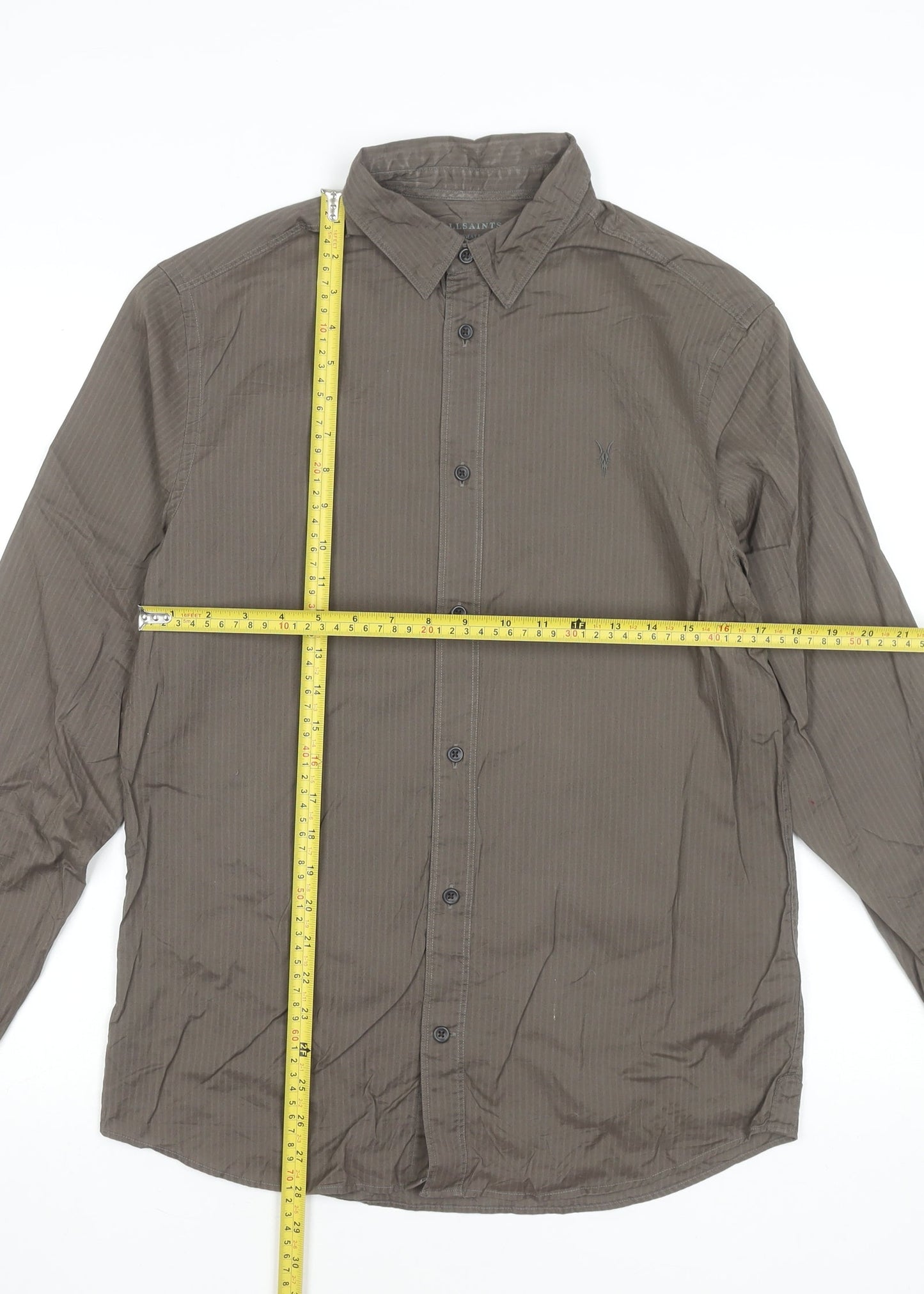 AllSaints Men's Brown Slim Fit Long Sleeve Button-Up Shirt Size S